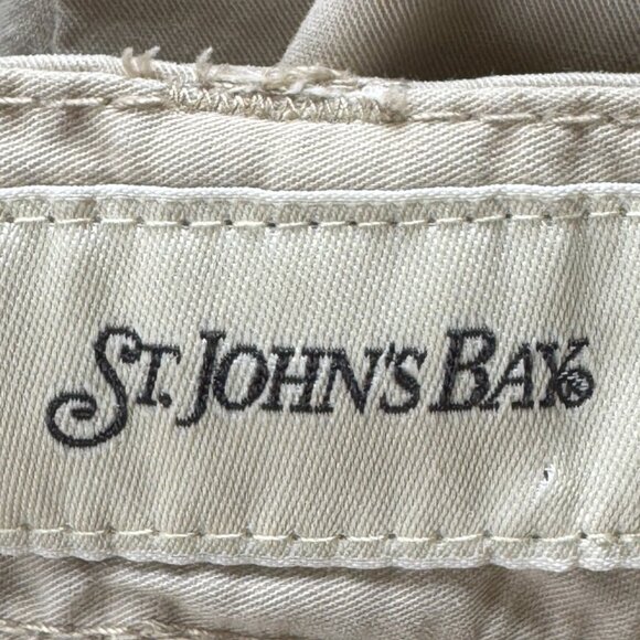 St. John’s Bay Women’s Cargo Capri Pants Khaki Drawstring Leg Tie Cotton Size 12 - Picture 6 of 9